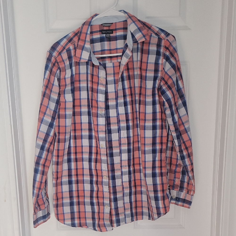 Nautica Men's Plaid Shirt - Red and Blue